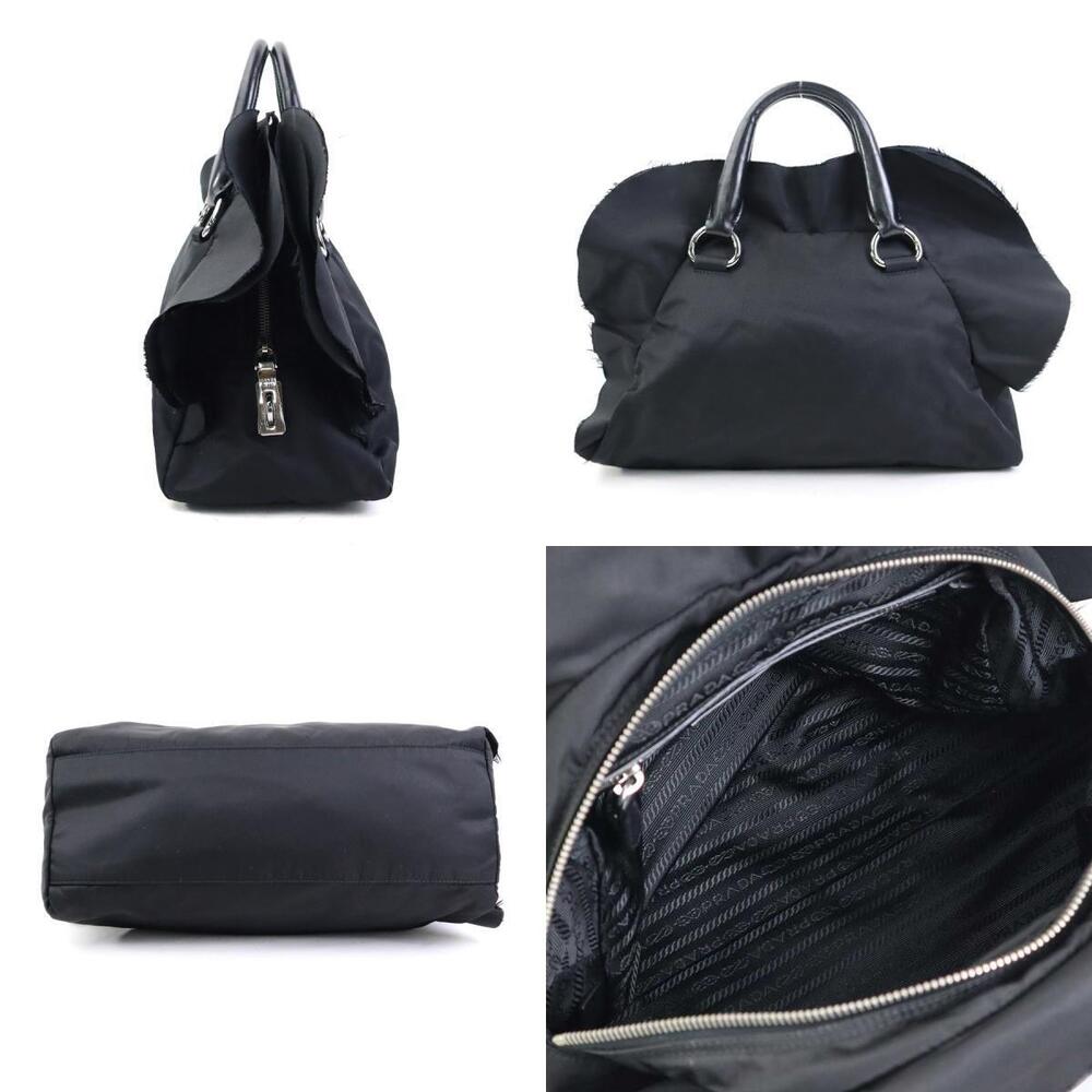 Prada Black Tessuto Ruffle Nero Shoulder Bauletto Bag